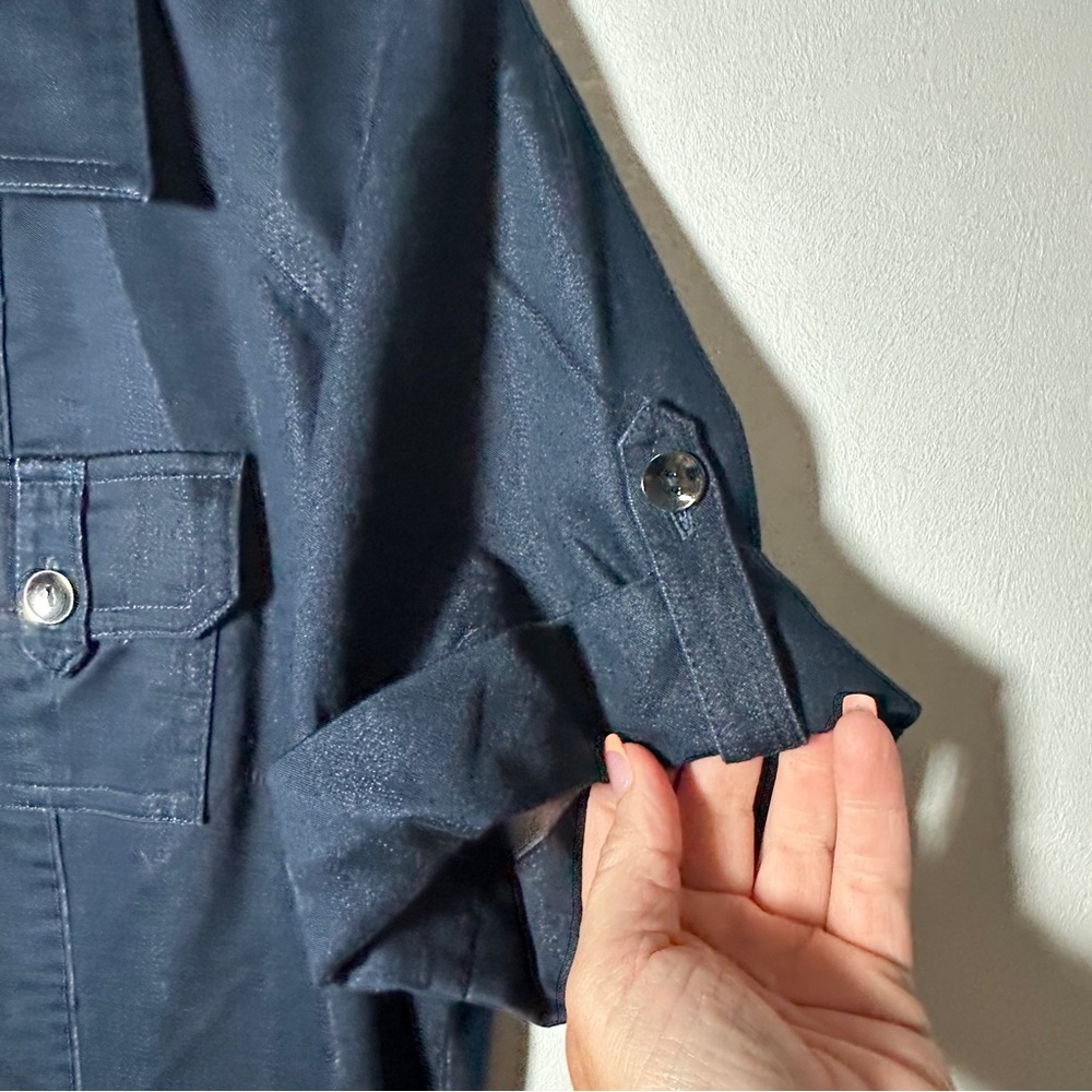 Chico's Navy Cotton Beachy Boho Shirt Dress Size 2.5 (Larg) Minimalist Lagenlook - Picture 4 of 6